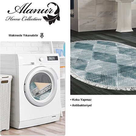 Dekoreko Kaymaz Taban Djt Banyo Halısı Yıldız Deri Saçaklı Oval İskandinav F5131