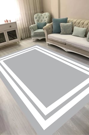 Dijital Baskılı Dikdörtgen Salon Halısı | Kaymaz Yıkanabilir | Keçe Taban | Geometrik | 1696