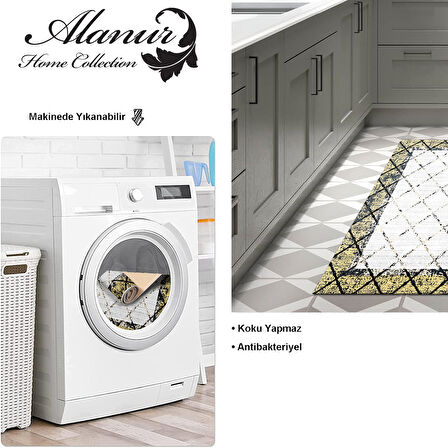 Dekoreko Kaymaz Taban Djt Mutfak Halısı Yıldız Deri Modern M5129