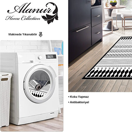 Dekoreko Kaymaz Taban Djt Mutfak Halısı Star Pamuk İskandinav M1273