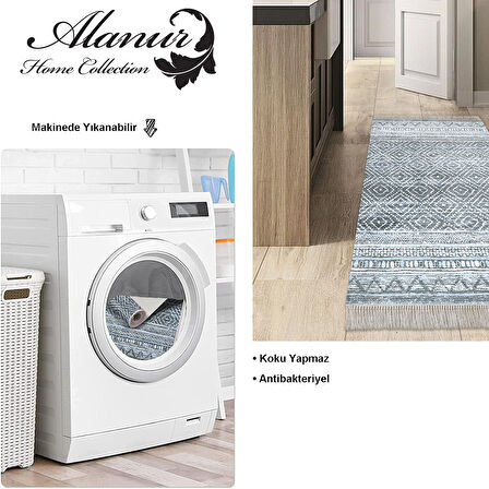 Dekoreko Kaymaz Taban Djt Mutfak Halısı Trend Saçaklı İskandinav F5087