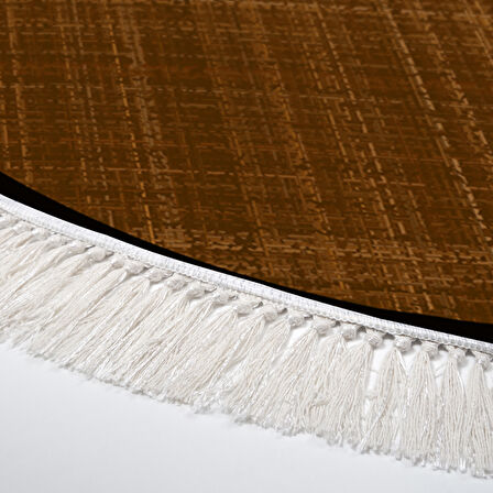 Alanur Home Kaymaz Taban Djt Banyo Mutfak Salon Halı  Trend Saçaklı Yuvarlak Dokuma Desen E5007