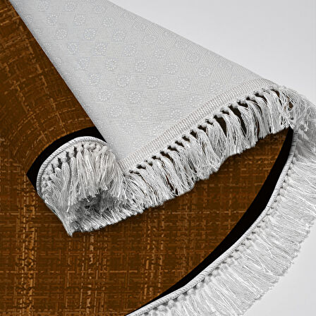 Alanur Home Kaymaz Taban Djt Banyo Mutfak Salon Halı  Trend Saçaklı Yuvarlak Dokuma Desen E5007