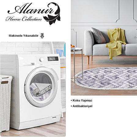 Dekoreko Kaymaz Taban Djt Salon Halısı Trend Saçaklı Oval İskandinav F5124