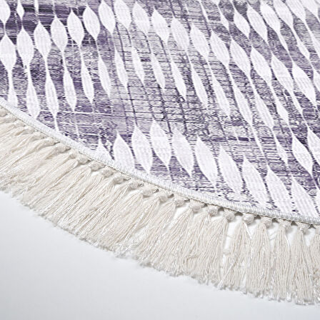 Dekoreko Kaymaz Taban Djt Salon Halısı Trend Saçaklı Oval İskandinav F5124