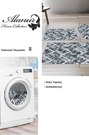 Dekoreko Kaymaz Taban Djt 3 Lü Banyo Paspas Takımı Star Pamuk Karışık Iskandinav F5128