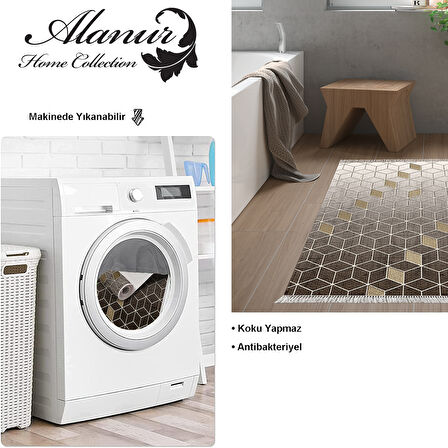 Dekoreko Kaymaz Taban Djt Banyo Halısı Trend Saçaklı Modern 719