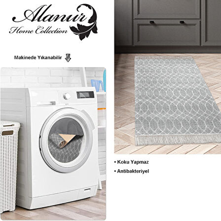 Dekoreko Kaymaz Taban Djt Mutfak Halısı Yıldız Deri Saçaklı İskandinav F5084