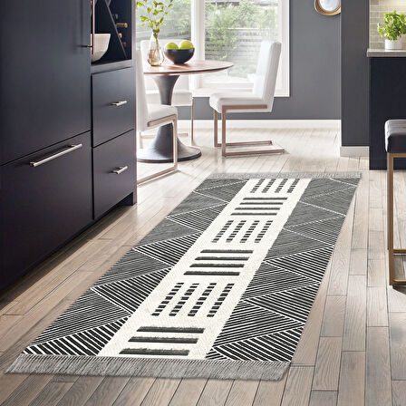 Dekoreko Kaymaz Taban Djt Mutfak Halısı Yıldız Deri Saçaklı İskandinav M1282