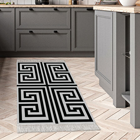 Dekoreko Kaymaz Taban Djt Mutfak Halısı Star Pamuk Saçaklı Modern 658M