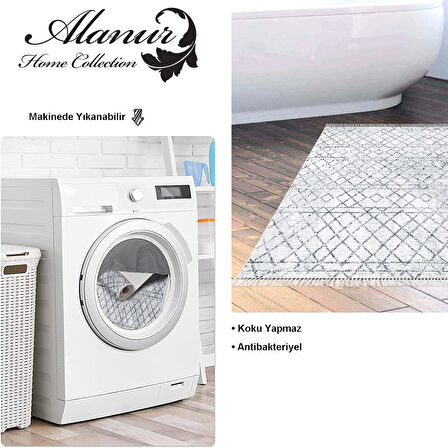 Dekoreko Kaymaz Taban Djt Banyo Halısı Trend Saçaklı İskandinav F5079