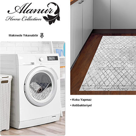 Dekoreko Kaymaz Taban Djt Mutfak Halısı Star Pamuk İskandinav F5079