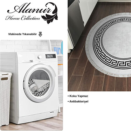 Dekoreko Kaymaz Taban Djt Mutfak Halısı Trend Saçaklı Yuvarlak Modern 626M