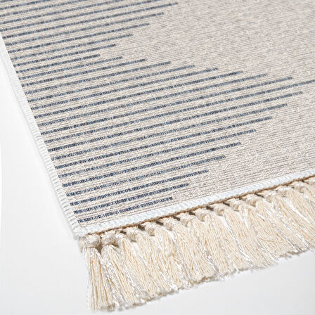 Dekoreko Kaymaz Taban Djt Mutfak Halısı Yıldız Deri Saçaklı İskandinav F5085