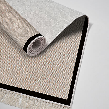 Alanur Home Kaymaz Taban Djt Banyo Mutfak Salon Halı  Trend Saçaklı Dokuma Desen E5001