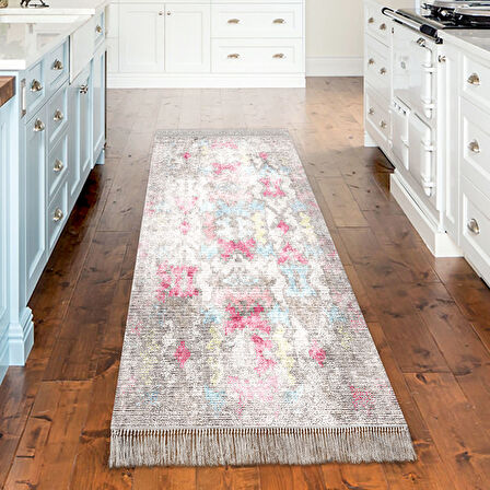 Dekoreko Kaymaz Taban Djt Mutfak Halısı Trend Saçaklı Modern F5138