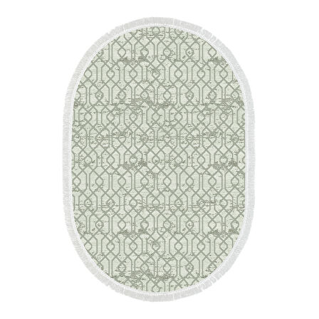 Dekoreko Kaymaz Taban Djt Salon Halısı Yıldız Deri Saçaklı Oval Modern 757