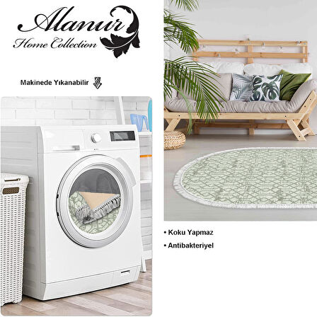 Dekoreko Kaymaz Taban Djt Salon Halısı Yıldız Deri Saçaklı Oval Modern 757