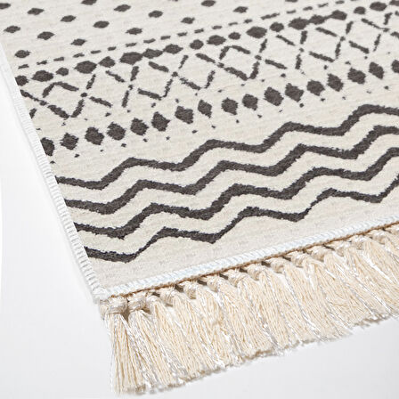 Dekoreko Kaymaz Taban Djt Mutfak Halısı Yıldız Deri Saçaklı İskandinav F5086