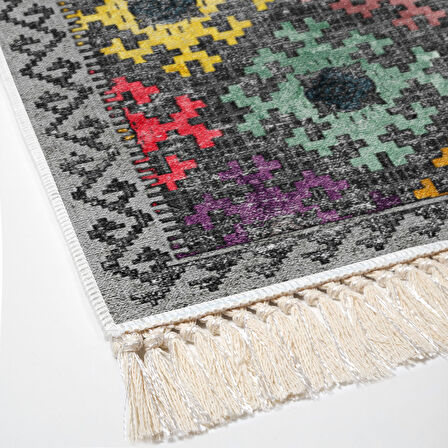 Dekoreko Kaymaz Taban Djt Salon Halısı Star Pamuk Saçaklı İskandinav F5008