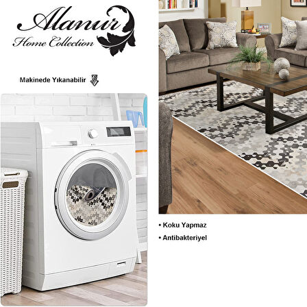 Dekoreko Kaymaz Taban Djt Salon Halısı Star Pamuk Saçaklı Modern 1675