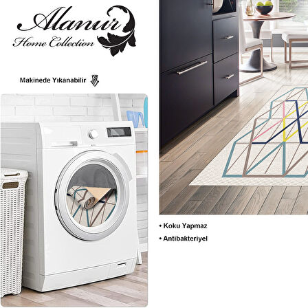 Dekoreko Kaymaz Taban Djt Mutfak Halısı Yıldız Deri Modern P1525