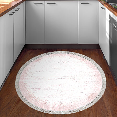 Dekoreko Kaymaz Taban Djt Mutfak Halısı Star Pamuk Saçaklı Yuvarlak Modern 1342