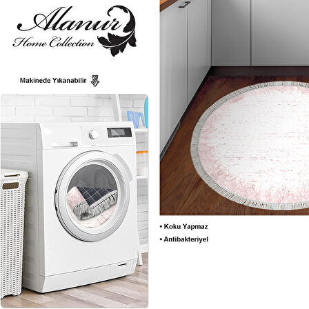 Dekoreko Kaymaz Taban Djt Mutfak Halısı Star Pamuk Saçaklı Yuvarlak Modern 1342