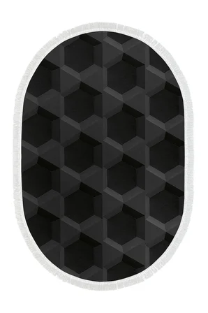 Kaymaz Dijital Mutfak & Salon Halı Star Pamuk Saçaklı Oval Geometrik E5016