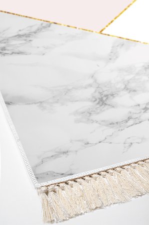 Kaymaz Dijital Mutfak & Salon Halı Trend Saçaklı Geometrik E5008