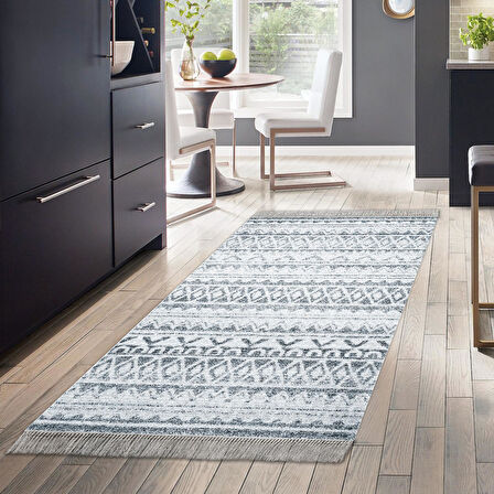 Dekoreko Kaymaz Taban Djt Mutfak Halısı Star Pamuk Saçaklı İskandinav F5078