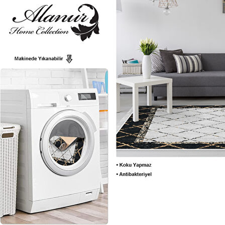 Dekoreko Kaymaz Taban Djt Salon Halısı Yıldız Deri Saçaklı Modern M5129