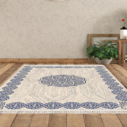 Dekoreko Kaymaz Taban Djt Salon Halısı Star Pamuk Saçaklı Modern 1319