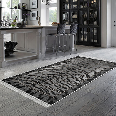 Dekoreko Kaymaz Taban Djt Mutfak Halısı Yıldız Deri Saçaklı Modern 1906