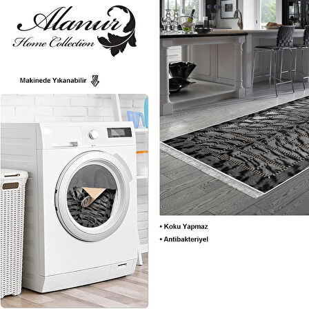 Dekoreko Kaymaz Taban Djt Mutfak Halısı Yıldız Deri Saçaklı Modern 1906