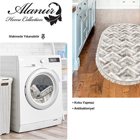 Dekoreko Kaymaz Taban Djt Mutfak Halısı Star Pamuk Saçaklı Oval İskandinav F5124