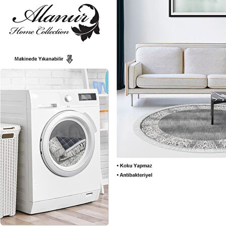 Dekoreko Kaymaz Taban Djt Salon Halısı Star Pamuk Saçaklı Yuvarlak Modern 1460