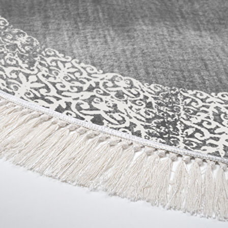 Dekoreko Kaymaz Taban Djt Salon Halısı Star Pamuk Saçaklı Yuvarlak Modern 1460