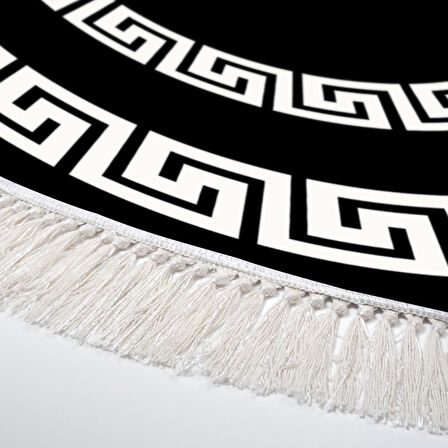 Dekoreko Kaymaz Taban Djt Mutfak Halısı Yıldız Deri Saçaklı Yuvarlak Modern 650M