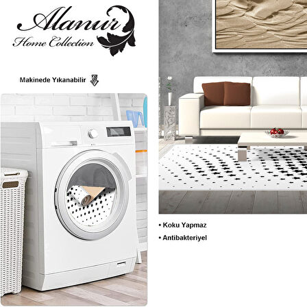 Dekoreko Kaymaz Taban Djt Salon Halısı Yıldız Deri Saçaklı Modern 723