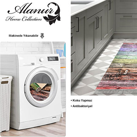 Dekoreko Kaymaz Taban Djt Mutfak Halısı Yıldız Deri Saçaklı Modern Mu136