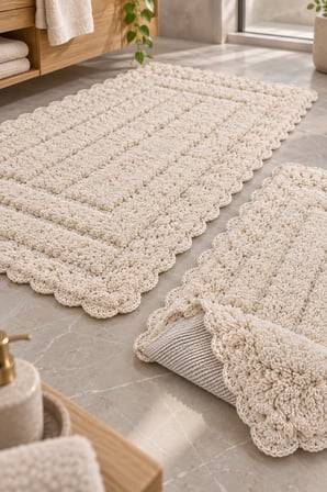 Alanur Bodrum Tufting Cotton Pamuklu El Işi Örgülü 2 li Paspas 110