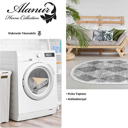 Dekoreko Kaymaz Taban Djt Salon Halısı Yıldız Deri Saçaklı Oval İskandinav F5131