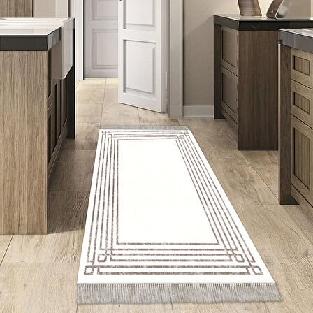 Dekoreko Kaymaz Taban Djt Mutfak Halısı Trend Saçaklı Modern M5142