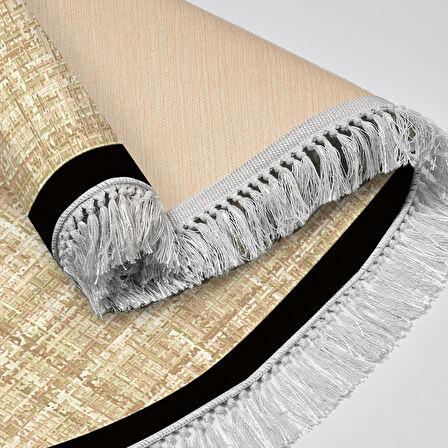 Alanur Home Kaymaz Taban Djt Banyo Mutfak Salon Halı Yıldız Deri Saçaklı Oval Dokuma Desen E5007