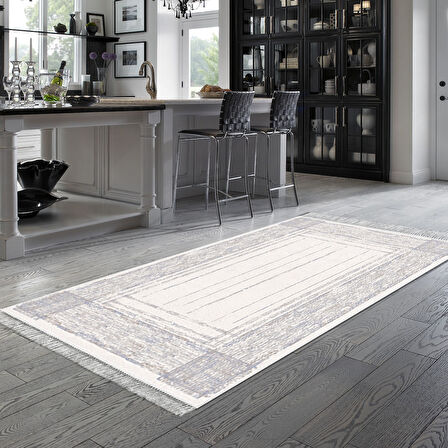 Dekoreko Kaymaz Taban Djt Mutfak Halısı Yıldız Deri Saçaklı Modern M5076