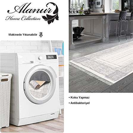 Dekoreko Kaymaz Taban Djt Mutfak Halısı Yıldız Deri Saçaklı Modern M5076