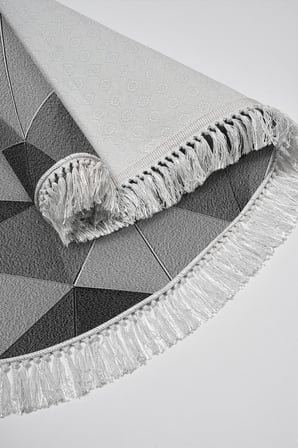 Kaymaz Dijital Mutfak & Salon Halı Trend Saçaklı Oval Geometrik E5010