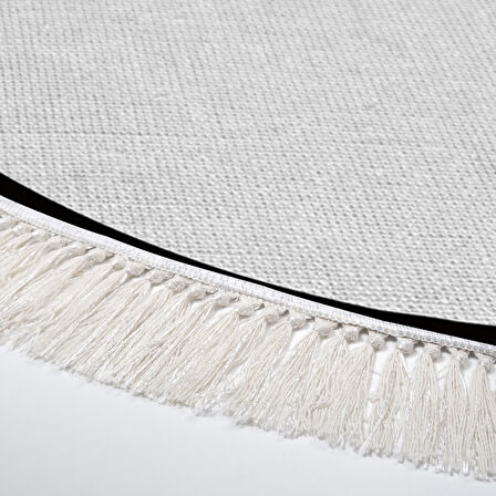 Alanur Home Kaymaz Taban Djt Banyo Mutfak Salon Halı  Trend Saçaklı Yuvarlak Dokuma Desen E5001