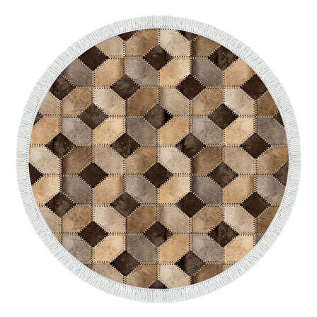 Dekoreko Kaymaz Taban Djt Salon Halısı Star Pamuk Saçaklı Yuvarlak Modern 1926